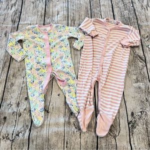 2 Organic Sleepers for Baby Girls size 3-6 months